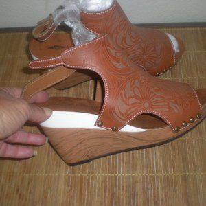 JOLIMALL Brand Wedge  Sandals  Heels  Size 9  Brown NWOB